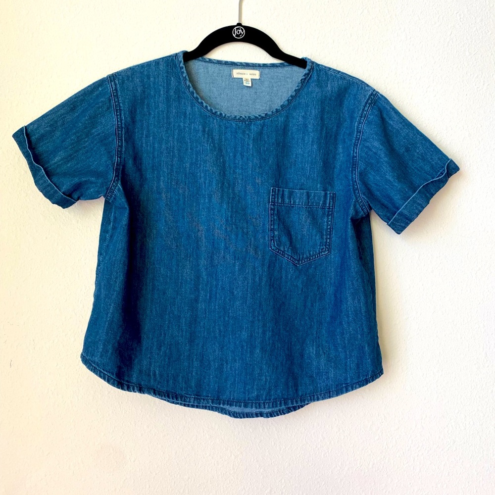 Small denim cropped silence and noise top
